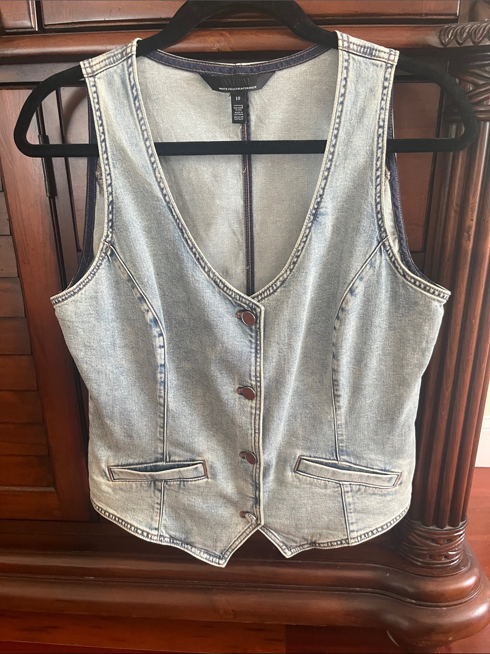 White House Black Market light blue denim vest